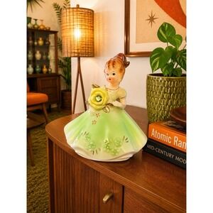 Vintage Josef Originals Porcelain AUGUST Birthday Peridot Girl Figurine Ceramic
